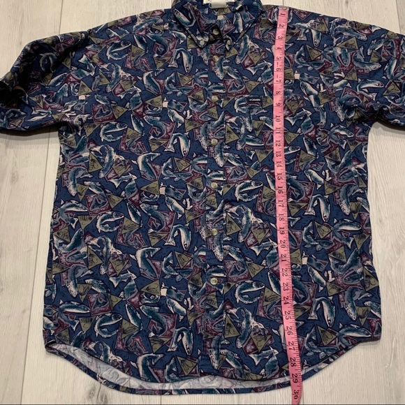 Vintage COLUMBIA Short Sleeve Button Up Fish Shirt - Picture 5 of 9